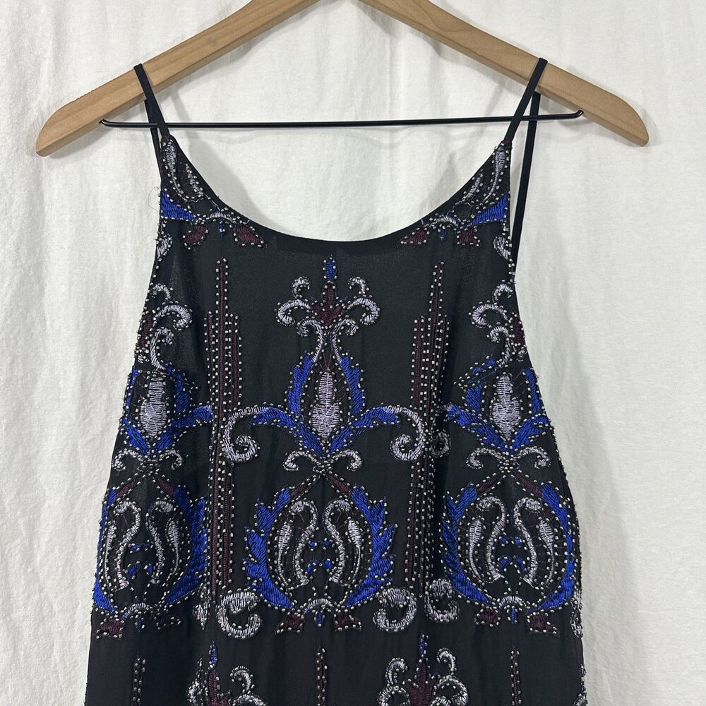 Francesca’s Beaded Embroidered Strappy Mini Dress Women’s Sz S Party Cocktail